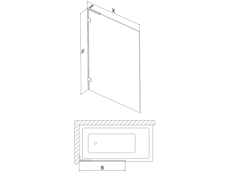 Mexen Lunar L paroi de baignoire à 1 vantail 70 x 150 cm, transparent, doré - 897L-070-000-50-00