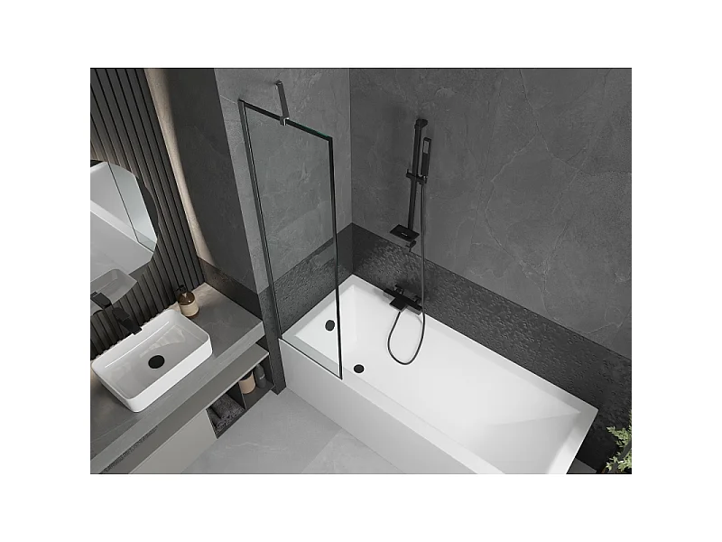Mexen Next douchewand 1-delig 50 x 150 cm, zwart frame, gepolijst gun grijs - 895-050-000-00-70-66