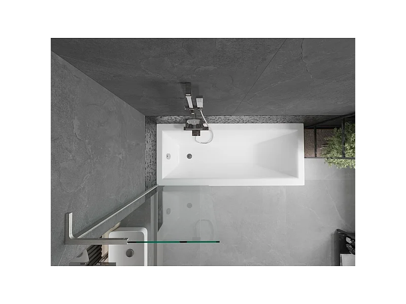 Mexen Next L paroi de baignoire à 1 volet 60 x 150 cm, transparent, nickel brossé - 895-060-000-03-00-97