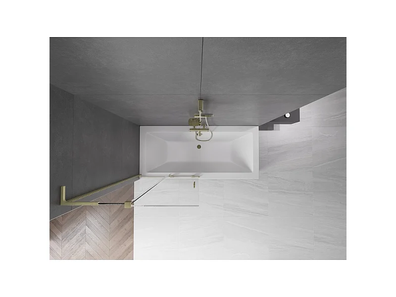 Mexen Velar L painel de banheira deslizante de 2 painéis 95 x 150 cm, transparente, dourado escovado - 896-095-003-01-55
