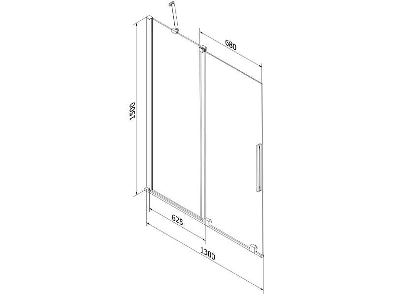 Mexen Velar Duschwand, 2-flügelig, verschiebbar, 130 x 150 cm, Graphit, Weiß - 896-130-000-41-20