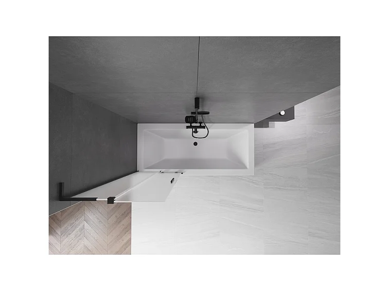 Mexen Velar L parawan nawannowy 2-skrzydłowy rozsuwany 70 x 150 cm, szron, czarny - 896-070-003-31-70