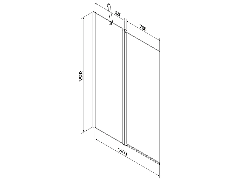 Mexen Flip parawan nawannowy 2-skrzydłowy 140 x 150 cm, szron, złoty - 894-140-101-50-30