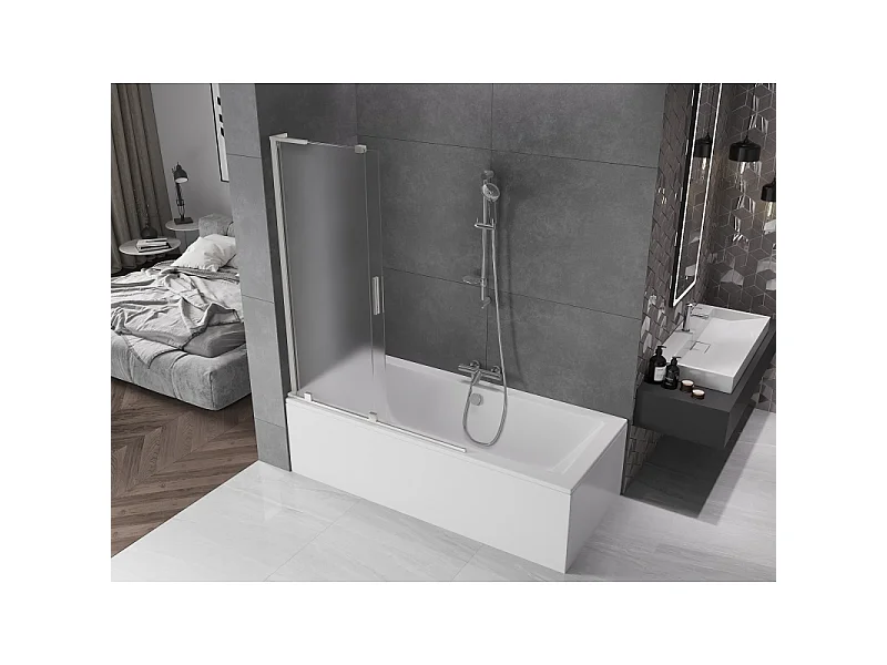 Mexen Velar L divisória de banho de 2 painéis deslizantes 120 x 150 cm, fosco, níquel escovado - 896-120-003-31-97