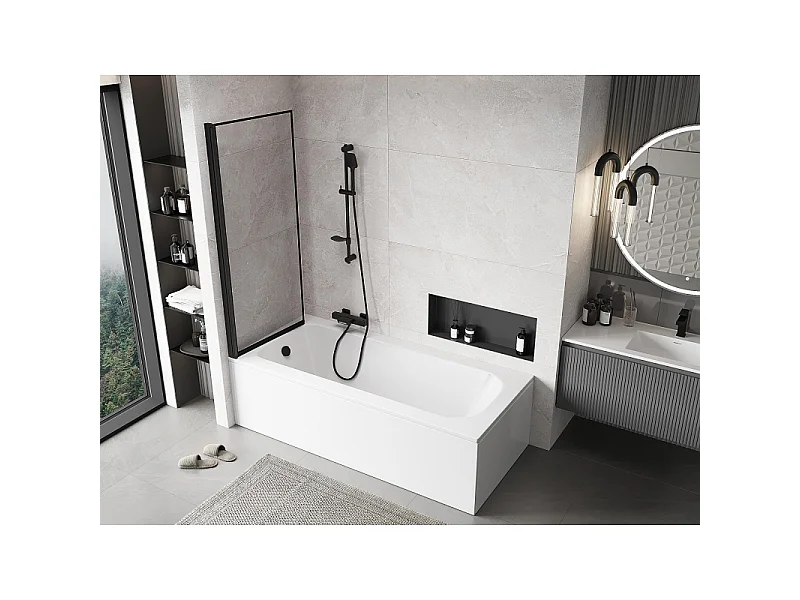 Mexen Mist pare-douche à un volet gauche 70 x 150 cm, cadre noir, noir - 8A9-070-001-70-70-L