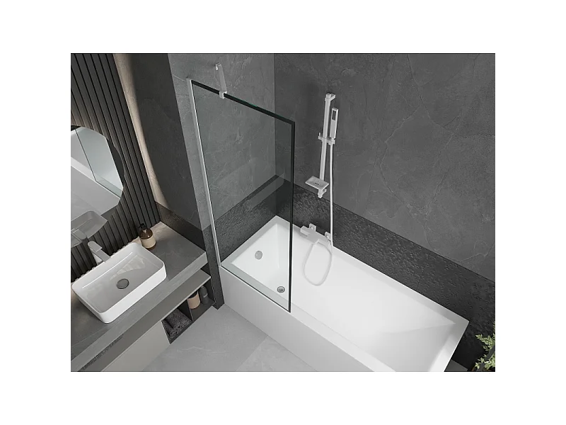 Mexen Next mampara de ducha de 1 panel 70 x 150 cm, marco negro, blanco - 895-070-000-00-70-20