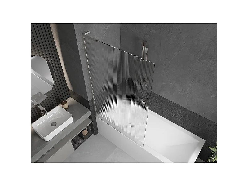 Mexen Next L paroi de douche à 1 volet 100 x 150 cm, rayures, nickel brossé - 895-100-000-03-09-97