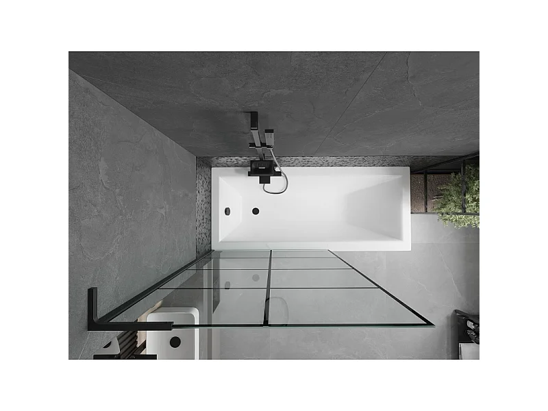 Mexen Next L Bathtub Screen 1-Panel 100 x 150 cm, Black Pattern, Black - 895-100-000-03-77-70
