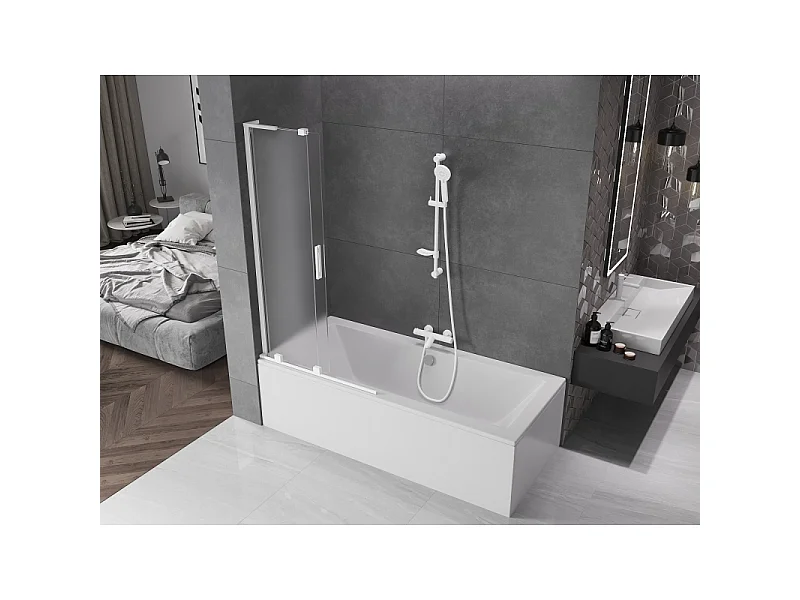 Mexen Velar L tuš paravan 2-krilni drsni 95 x 150 cm, mraz, bel - 896-095-003-31-20