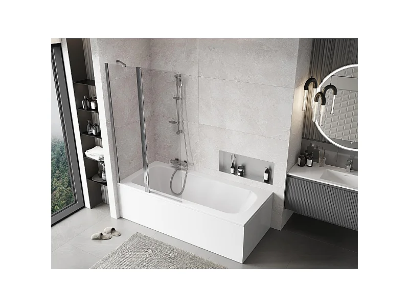 Mexen Mist dubbele badwand 100 x 150 cm, transparant, chroom - 8A9-100-011-01-00