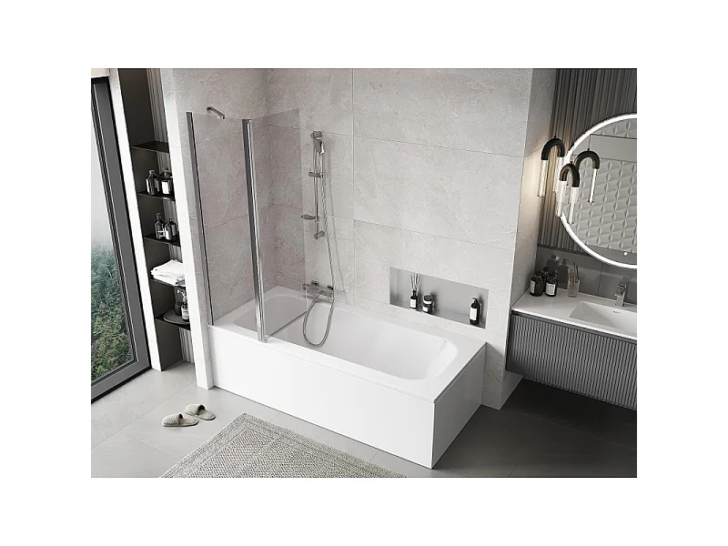 Mexen Mist dubbele badwand 100 x 150 cm, transparant, chroom - 8A9-100-011-01-00