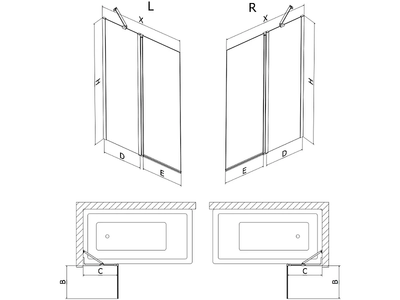 Mexen Mist dubbele badwand 100 x 150 cm, transparant, chroom - 8A9-100-011-01-00