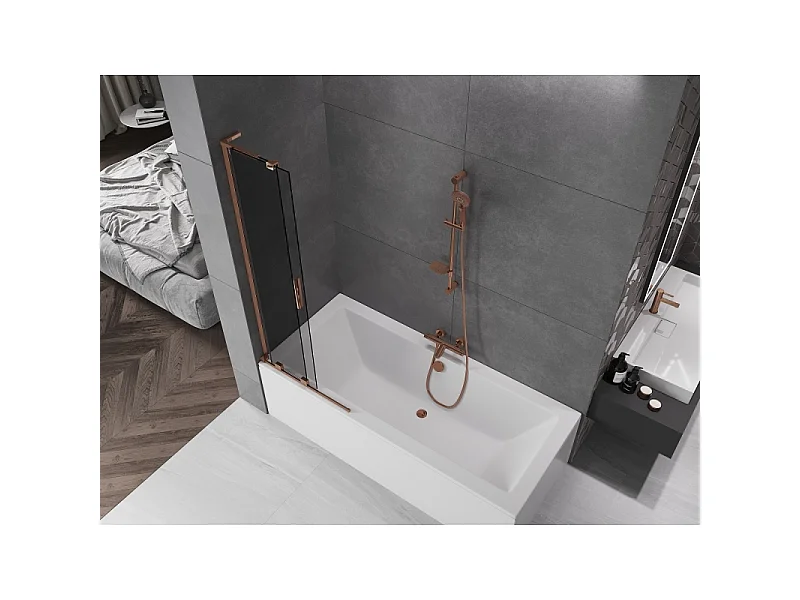 Mexen Velar L shower screen 2-wing sliding 75 x 150 cm, graphite, rose gold - 896-075-003-41-60