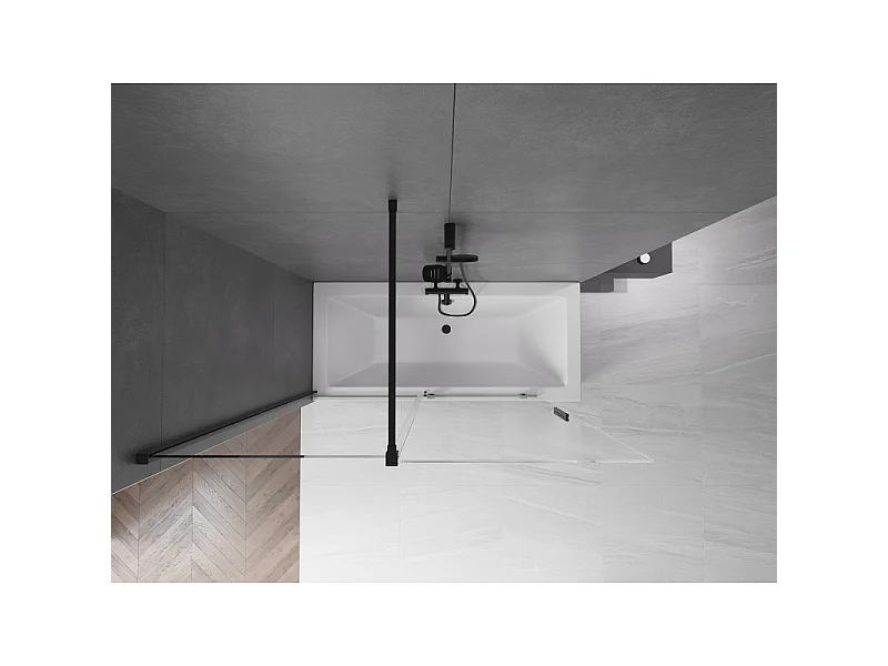 Mexen Velar paroi de baignoire 2 volets coulissante 150 x 150 cm, transparent, noir - 896-150-000-01-70