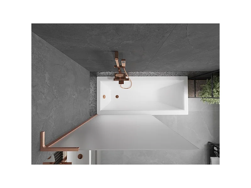 Mexen Next L paroi de baignoire à 1 volet 100 x 150 cm, givrée, cuivre brossé - 895-100-000-03-30-65