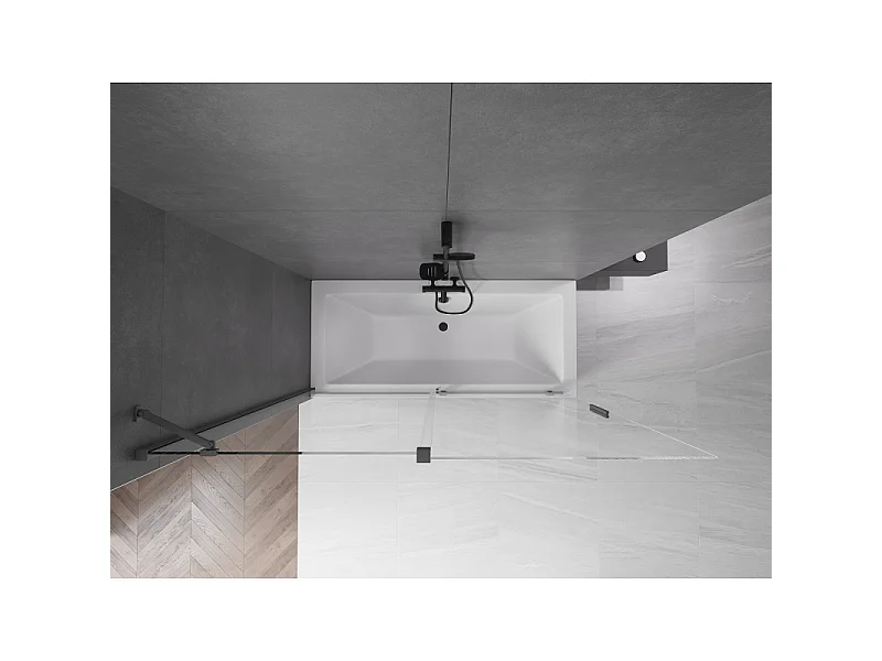 Mexen Velar tweevleugelig verschuifbaar badscherm 170 x 160 cm, transparant, geschuurd kanon grijs - 896-170-000-01-66
