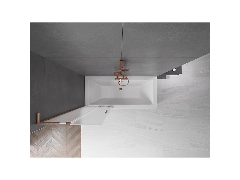 Mexen Velar L divisória de banheira deslizante de 2 painéis 70 x 150 cm, fosco, cobre escovado - 896-070-003-31-65