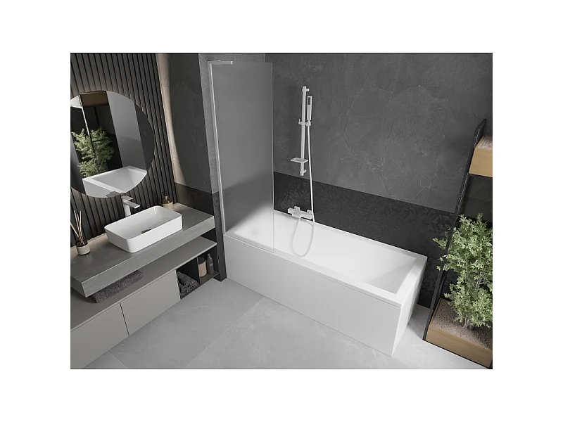 Mexen Next L paroi de baignoire 1-volet 60 x 150 cm, dépoli, blanc - 895-060-000-03-30-20