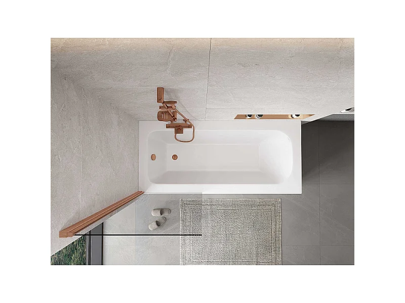 Mexen Mist badwand 1-delig 70 x 150 cm, transparant, geborsteld koper - 8A9-070-001-65-00