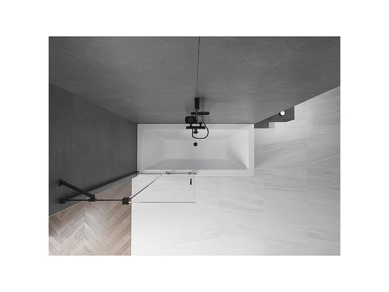 Mexen Velar pare-douche rabattable à 2 volets 95 x 150 cm, transparent, noir - 896-095-000-01-70