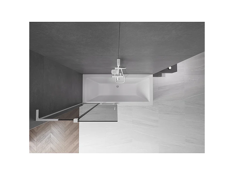 Mexen Velar L parawan nawannowy 2-skrzydłowy rozsuwany 95 x 150 cm, grafit, biały - 896-095-003-41-20