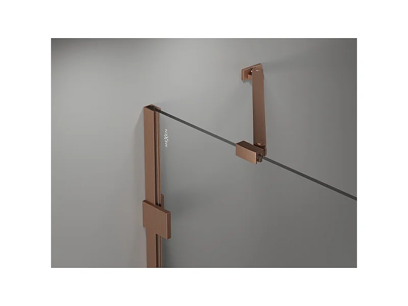 Mexen Lunar paroi de baignoire à 2 volets droite 100 x 150 cm, transparent, cuivre brossé - 897-100-100-65-00-P