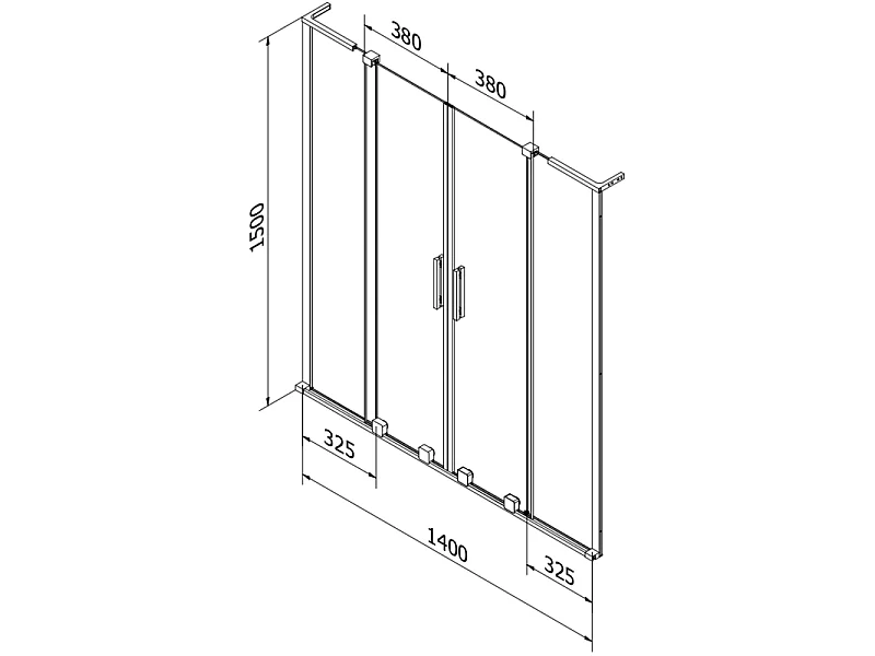 Mexen Velar L Duo badekarskærm 2-fløjet skydedør 140 x 150 cm, frostet, gylden - 896-140-003-32-50