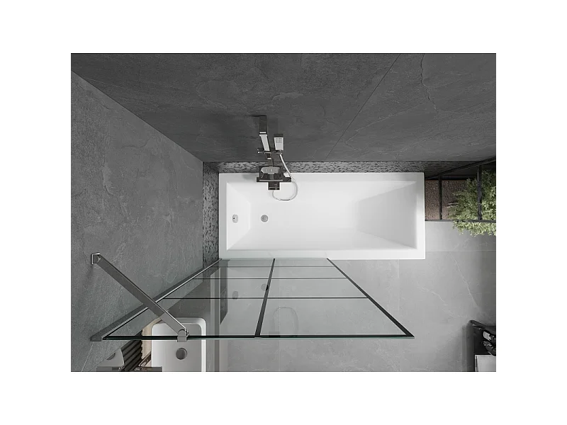 Mexen Next 1-Panel Bath Screen 90 x 150 cm, Black Grid, Chrome - 895-090-000-00-77-01