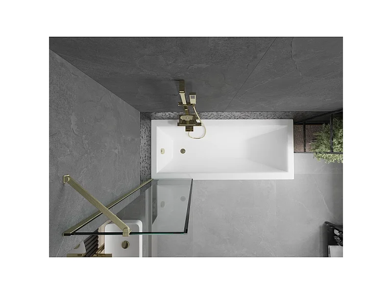 Mexen Next pare-douche 1-volet 50 x 150 cm, cadre noir, or brossé - 895-050-000-00-70-55