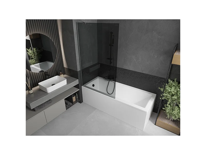 Mexen Next éénvleugelige badscherm 100 x 150 cm, grafiet, geborsteld gun gray - 895-100-000-00-40-66