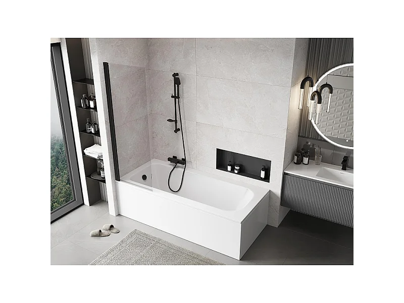 Mexen Mist paroi de douche 1-volet 60 x 150 cm, transparent, noir - 8A9-060-001-70-00