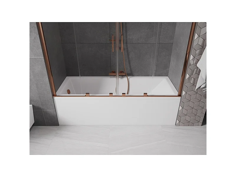 Mexen Velar Duo 2-panel sliding bath screen 180 x 150 cm, transparent, rose gold - 896-180-000-02-60