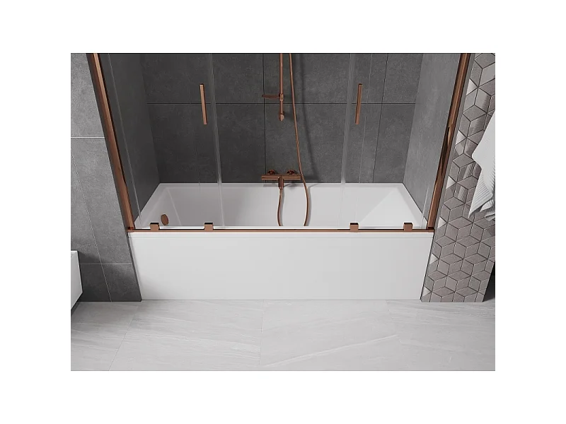 Mexen Velar Duo 2-panel sliding bath screen 180 x 150 cm, transparent, rose gold - 896-180-000-02-60