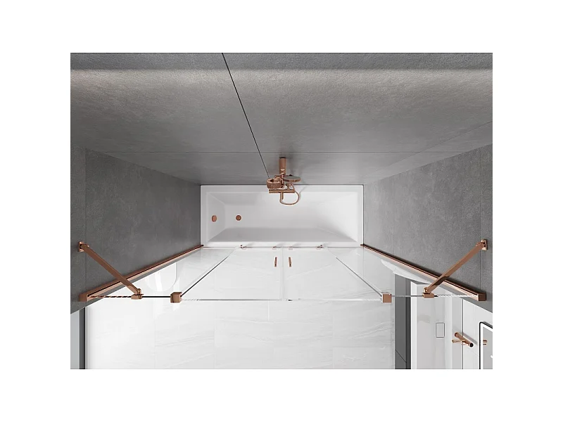 Mexen Velar Duo 2-panel sliding bath screen 180 x 150 cm, transparent, rose gold - 896-180-000-02-60