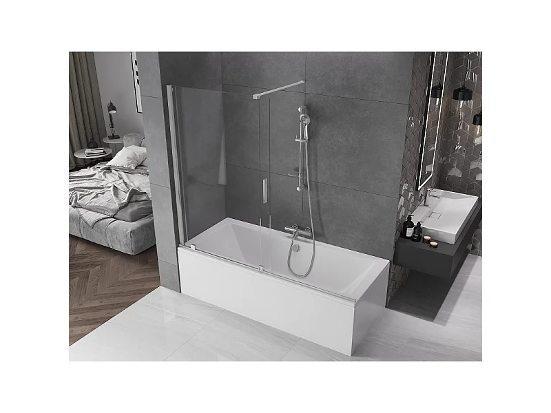 Mexen Velar 2-panel sliding bath screen 180 x 150 cm, transparent, chrome - 896-180-000-01-01