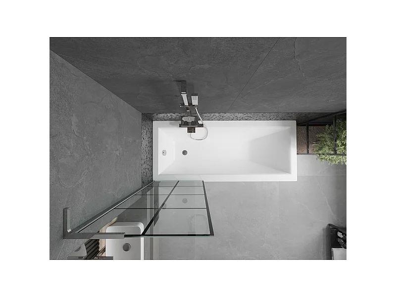 Mexen Next L resguardo de banho 1-folha 60 x 150 cm, padrão preto, cromado - 895-060-000-03-77-01