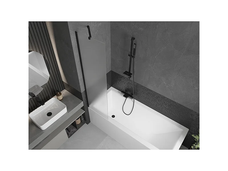 Mexen Next 1-door Bath Screen 50 x 150 cm, Frosted, Black - 895-050-000-00-30-70