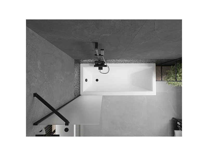 Mexen Next 1-door Bath Screen 50 x 150 cm, Frosted, Black - 895-050-000-00-30-70