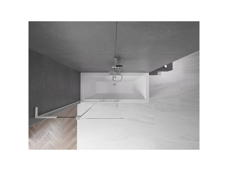 Mexen Velar L paroi de baignoire à 2 panneaux coulissants 100 x 150 cm, transparent, nickel brossé - 896-100-003-01-97
