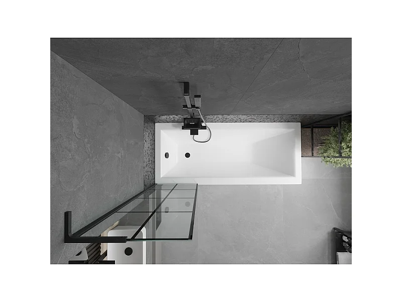 Mexen Next L Bath Screen 1-Panel 50 x 150 cm, Black Pattern, Black - 895-050-000-03-77-70