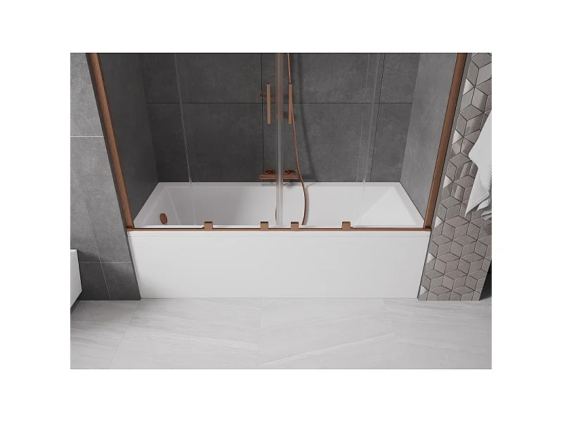 Mexen Velar Duo 2-panel sliding bath screen 190 x 150 cm, transparent, brushed copper - 896-190-000-02-65