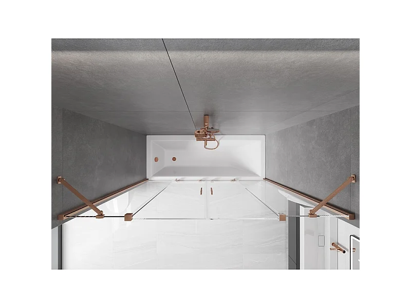 Mexen Velar Duo 2-panel sliding bath screen 190 x 150 cm, transparent, brushed copper - 896-190-000-02-65