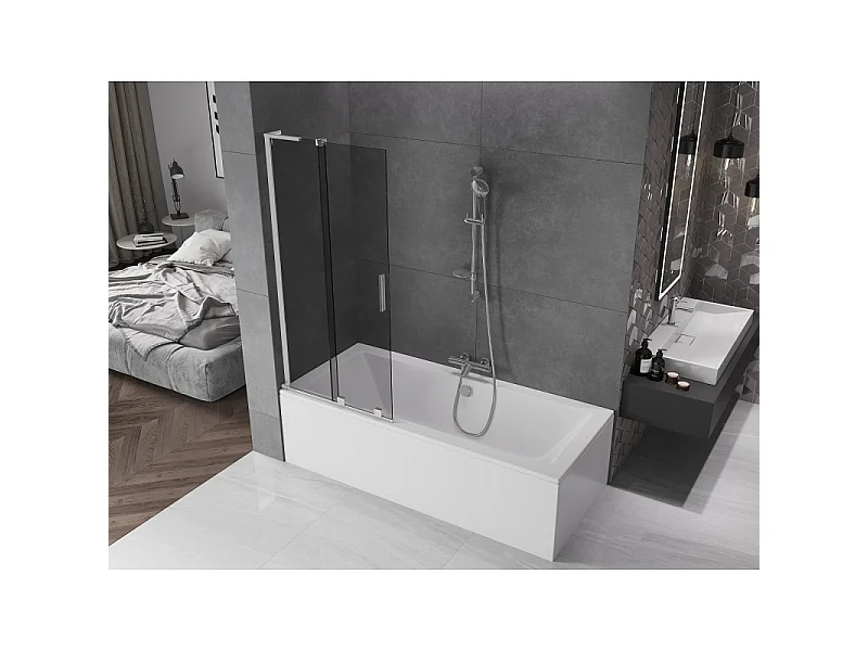 Mexen Velar L 2-wing sliding shower screen 80 x 150 cm, graphite, chrome - 896-080-003-41-01