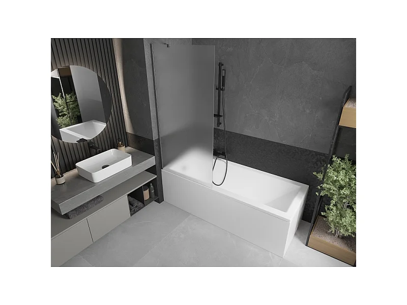 Mexen Next badwand 1-delig 80 x 150 cm, ijs, geborsteld kanongrijs - 895-080-000-00-30-66