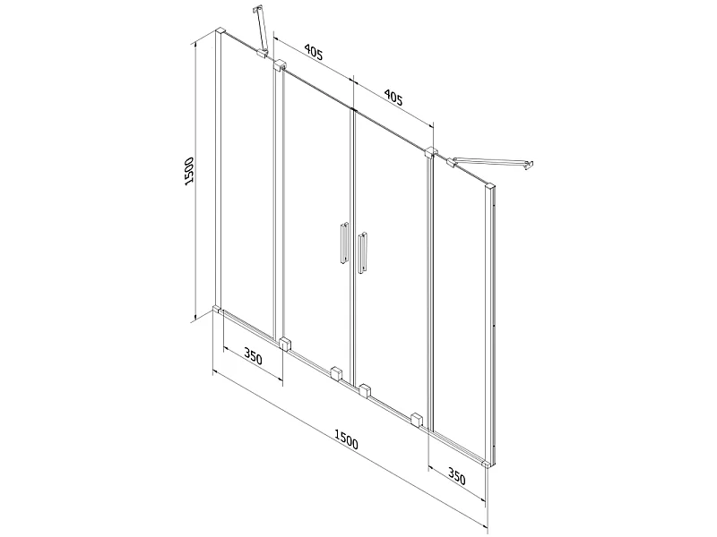 Mexen Velar Duo pare-baignoire 2 volets coulissants 150 x 150 cm, givré, doré - 896-150-000-32-50