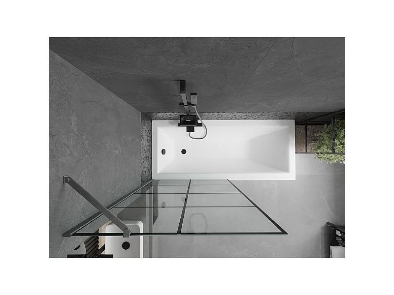Mexen Next badwand 1-delig 90 x 150 cm, zwart raster, gun gray geborsteld - 895-090-000-00-77-66