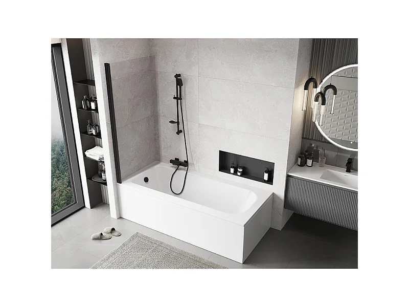 Mexen Mist Duschwand 1-teilig 90 x 150 cm, transparent, schwarz - 8A9-090-001-70-00