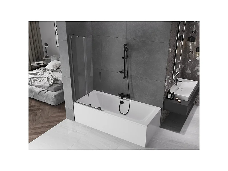 Mexen Velar 2-panel sliding shower screen 80 x 150 cm, transparent, brushed gun gray - 896-080-000-01-66