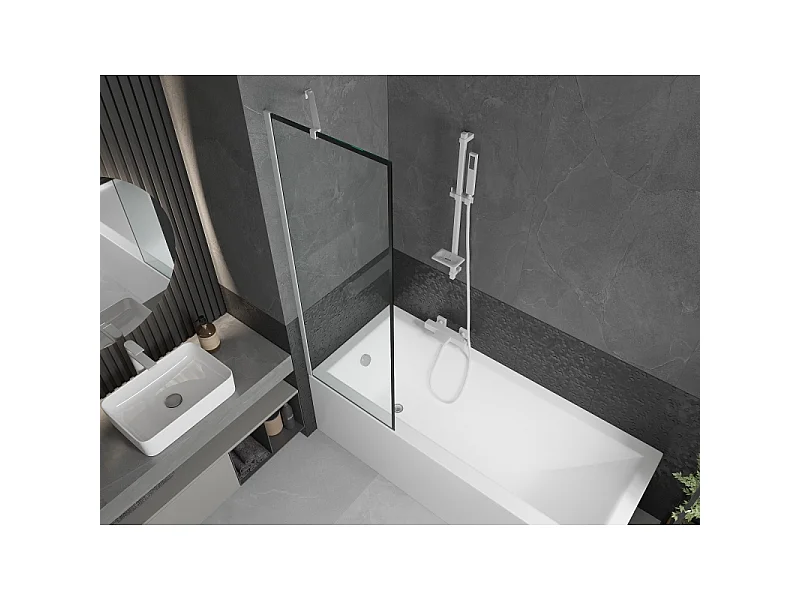 Mexen Next paroi de baignoire 1 volet 60 x 150 cm, cadre noir, chrome - 895-060-000-00-70-01