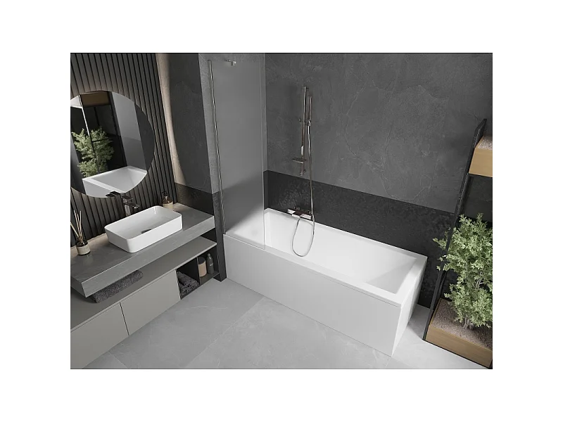 Mexen Next paroi de baignoire à 1 panneau 50 x 150 cm, givré, nickel brossé - 895-050-000-00-30-97